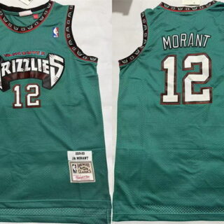 Men's Memphis Grizzlies #12 Ja Morant Teal Throwback Stitched Jersey