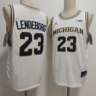 Men's Michigan Wolverines #23 Yaxel Lendeborg White 2025 Vapor Limited Stitched Football Jersey
