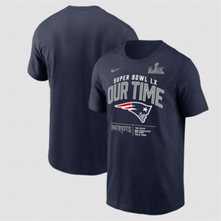 Men's New England Patriots New England Patriots Navy 2025 Super Bowl LX Clear Sign T-Shirt