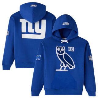 Men's New York Giants Royal OVO Scarlet Icon Team Pullover Hoodie