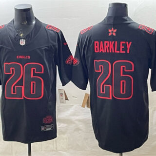 Men's Philadelphia Eagles #26 Saquon Barkley Black 2025 F.U.S.E. 'Stranger Things Edition' Vapor Limited Stitched Football Jersey