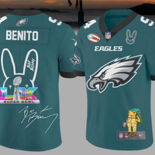 Men's Philadelphia Eagles Green Bad Bunny Super Bowl Football Jersey