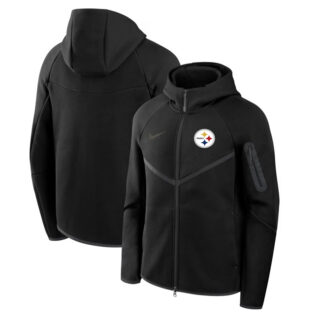 Men's Pittsburgh Steelers Black Tech Fleece Full-Zip Windrunner Hoodie
