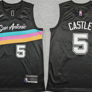 Men's San Antonio Spurs #5 Stephon Castle Black 2025-26 City Edition Stitched Basketball Jersey