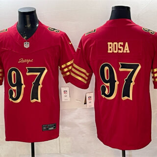 Men's San Francisco 49ers #97 Nick Bosa Red Gold 2025 F.U.S.E. Rivalries Vapor Limited Stitched Football Jersey