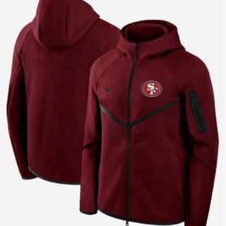 Men's San Francisco 49ers Red Tech Fleece Full-Zip Windrunner Hoodie