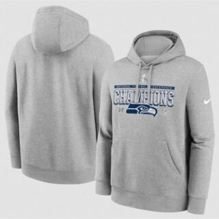 Men's Seattle Seahawks Heather Gray 2025 NFC Champions Locker Room Trophy Collection Hoodie