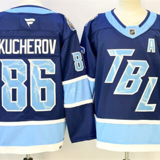 Men's Tampa Bay Lightning #86 Nikita Kucherov Blue 2026 Stadium Series With A Patch Stitched Jersey
