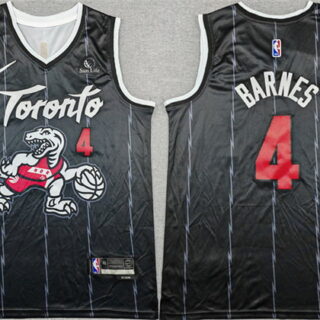 Men's Toronto Raptors #4 Scottie Barnes Black 2025-26 City Edition Stitched Basketball Jersey