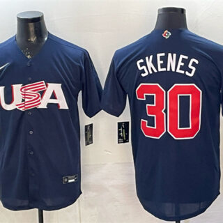 Men's USA Baseball #30 Paul Skenes Navy World Baseball Classic Stitched Jersey