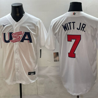 Men's USA Baseball #7 Bobby Witt Jr. White World Baseball Classic Stitched Jersey