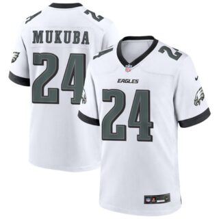 Men's Andrew Mukuba #24 Philadelphia Eagles Game White Jersey