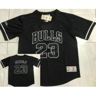 Men's Chicago Bulls #23 Michael Jordan Black Short Sleeved AU Throwback Jersey