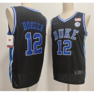 Men's Duke Blue Devils #12 Cameron Boozer Black Stitched Basketball Jersey