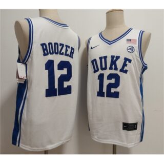 Men's Duke Blue Devils #12 Cameron Boozer White Stitched Basketball Jerseys