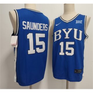 Men's Duke Blue Devils #15 Richie Saunders Blue Stitched Basketball Jersey