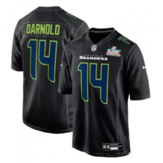 Men's Seattle Seahawks #14 Sam Darnold Black Nike Super Bowl LX Carbon Fashion Game Jersey