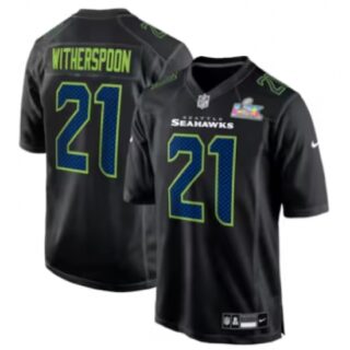 Men's Seattle Seahawks #21 Devon Witherspoon Black Nike Super Bowl LX Carbon Fashion Game Jersey