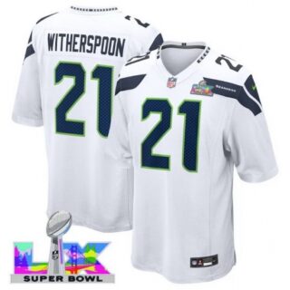 Men's Seattle Seahawks #21 Devon Witherspoon White 2025 2026 Super Bowl LX F U S E Stitched Jersey