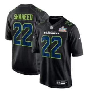 Men's Seattle Seahawks #22 Rashid Shaheed Black Nike Super Bowl LX Carbon Fashion Game Jersey