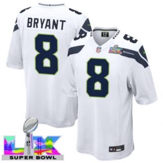 Men's Seattle Seahawks #8 Coby Bryant White 2025 2026 Super Bowl LX F U S E Stitched Jersey