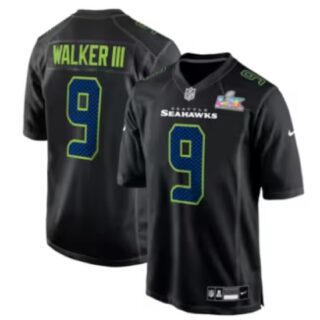 Men's Seattle Seahawks #9 Kenneth Walker III Black Nike Super Bowl LX Carbon Fashion Game Jersey