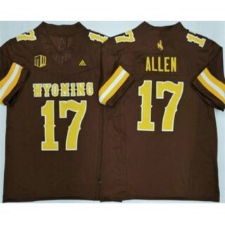 Men's Wyoming Cowboys #17 Josh Allen Limited Brown FUSE College Football Jersey