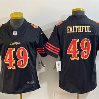 Women's San Francisco 49ers #49 Faithful Black 2025 F.U.S.E. Rivalries Vapor Limited Stitched Jersey(Run Small)