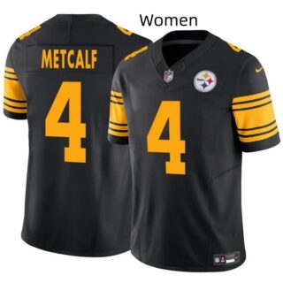 Women Pittsburgh Steelers #4 DK Metcalf Black 2025 F.U.S.E. Color Rush Vapor Untouchable Jersey