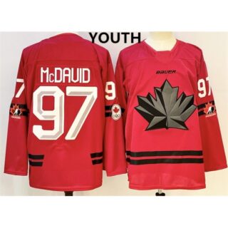Youth Canada Hockey #97 Connor Mcdavid red stitched jersey