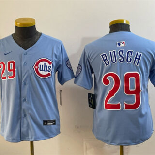 Youth Chicago Cubs #29 Michael Busch Blue Limited Stitched Baseball Jersey