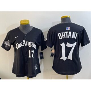 Youth Los Angeles Dodgers #17 Shohei Ohtani Black 2025 World Series Champions LA Gothic Edition Limited Stitched Baseball Jersey