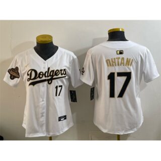Youth Los Angeles Dodgers #17 Shohei Ohtani White Gold 2025 World Series Champions Limited Stitched Baseball Jersey