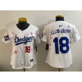 Youth Los Angeles Dodgers #18 Yoshinobu Yamamoto White 2025 World Series Champions Tokyo Series Limited Stitched Baseball Jersey