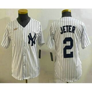 Youth New York Yankees #2 Derek Jeter White Throwback Stitched Cool Base Nike Jersey
