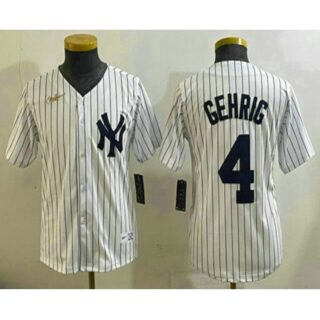Youth New York Yankees #4 Lou Gehrig White Throwback Stitched Cool Base Nike Jersey