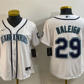 Youth Seattle Mariners #29 Cal Raleigh White Cool Base Stitched Baseball Jersey