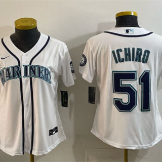 Youth Seattle Mariners #51 Ichiro Suzuki White Cool Base Stitched Baseball Jersey