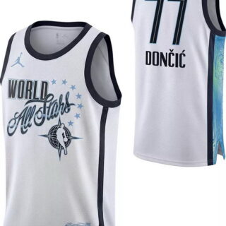 All Star #77 Luka Doncic White Stitched Basketball Jersey