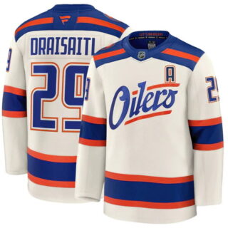Men's Edmonton Oilers #29 Leon Draisaitl Alternate Cream Jersey With A Patch