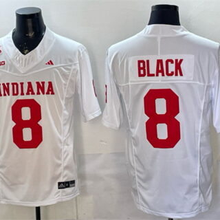 Men's Indiana Hoosiers #8 Kaelon Black White F.U.S.E. 2025 National Champions Patch Stitched Football Jersey