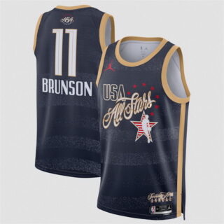 All Star #11 Jalen Brunson Navy Stitched Basketball Jersey
