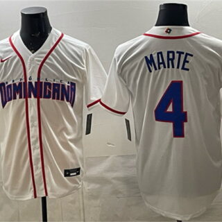 Men's Dominican Republic Baseball #4 Ketel Marte White 2026 World Baseball Classic Home Stadium Stitched Jersey