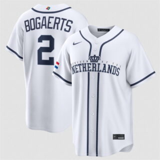 Men's Netherlands Baseball #2 Xander Bogaerts White 2026 World Baseball Classic Home Stadium Stitched Jersey