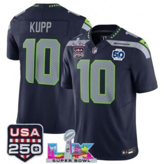Men's Seattle Seahawks #10 Cooper Kupp Navy 2025 F.U.S.E. Super Bowl LX And 50th Season Vapor Limited Football Stitched Jersey