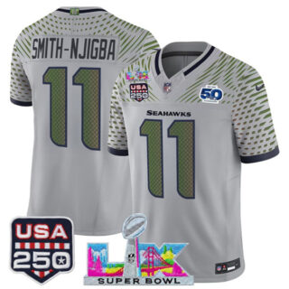 Njigba Gray 2025 F.U.S.E. Super Bowl LX & US 250th anniversary Patch And 50th Season Patch Rivalries Vapor Limited Stitched Football Jersey
