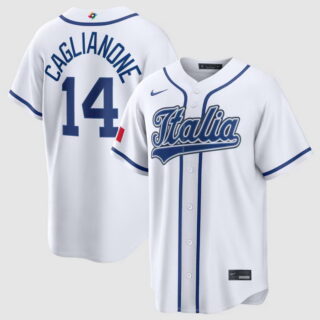 Men's Italy Baseball #14 Jac Caglianone White 2026 World Baseball Classic Home Stadium Jersey