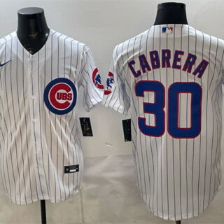Men's Chicago Cubs #30 Edward Cabrera White 2026 Cool Base Stitched Baseball Jersey