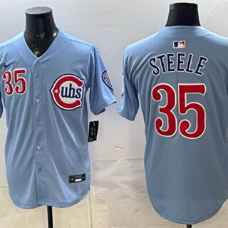 Men's Chicago Cubs #35 Justin Steele Blue 2024 25 2nd Alternate Limited Stitched Baseball Jersey