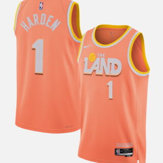 Men's Cleveland Cavaliers #1 James Harden Orange 2025 26 City Edition Stitched Basketball Jersey